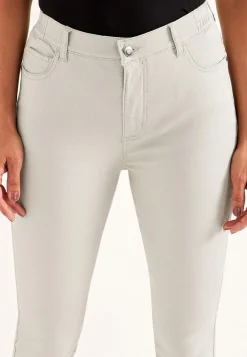 Lige Bukser|Bukser Og Leggings- Jeans med elastisk talje Lys beige