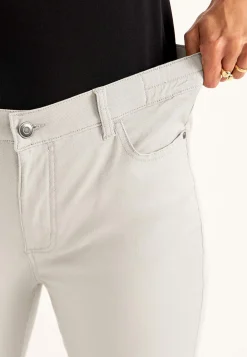 Lige Bukser|Bukser Og Leggings- Jeans med elastisk talje Lys beige