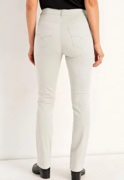 Lige Bukser|Bukser Og Leggings- Jeans med elastisk talje Lys beige