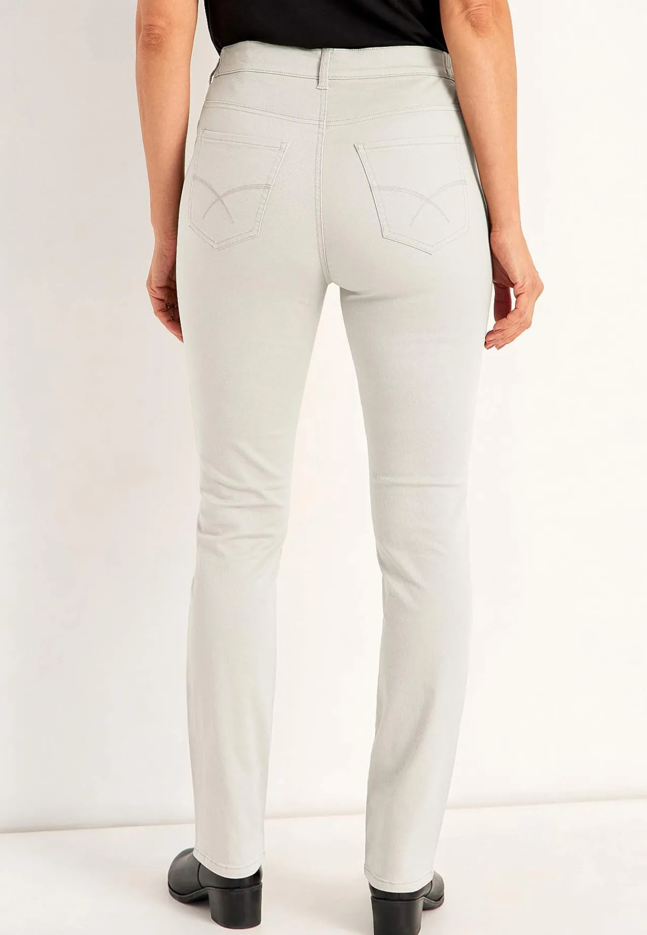 Lige Bukser|Bukser Og Leggings- Jeans med elastisk talje Lys beige