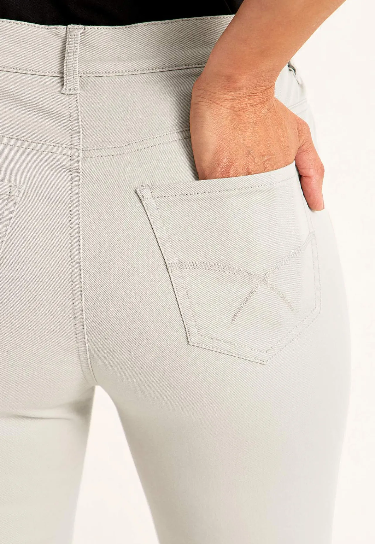 Lige Bukser|Bukser Og Leggings- Jeans med elastisk talje Lys beige
