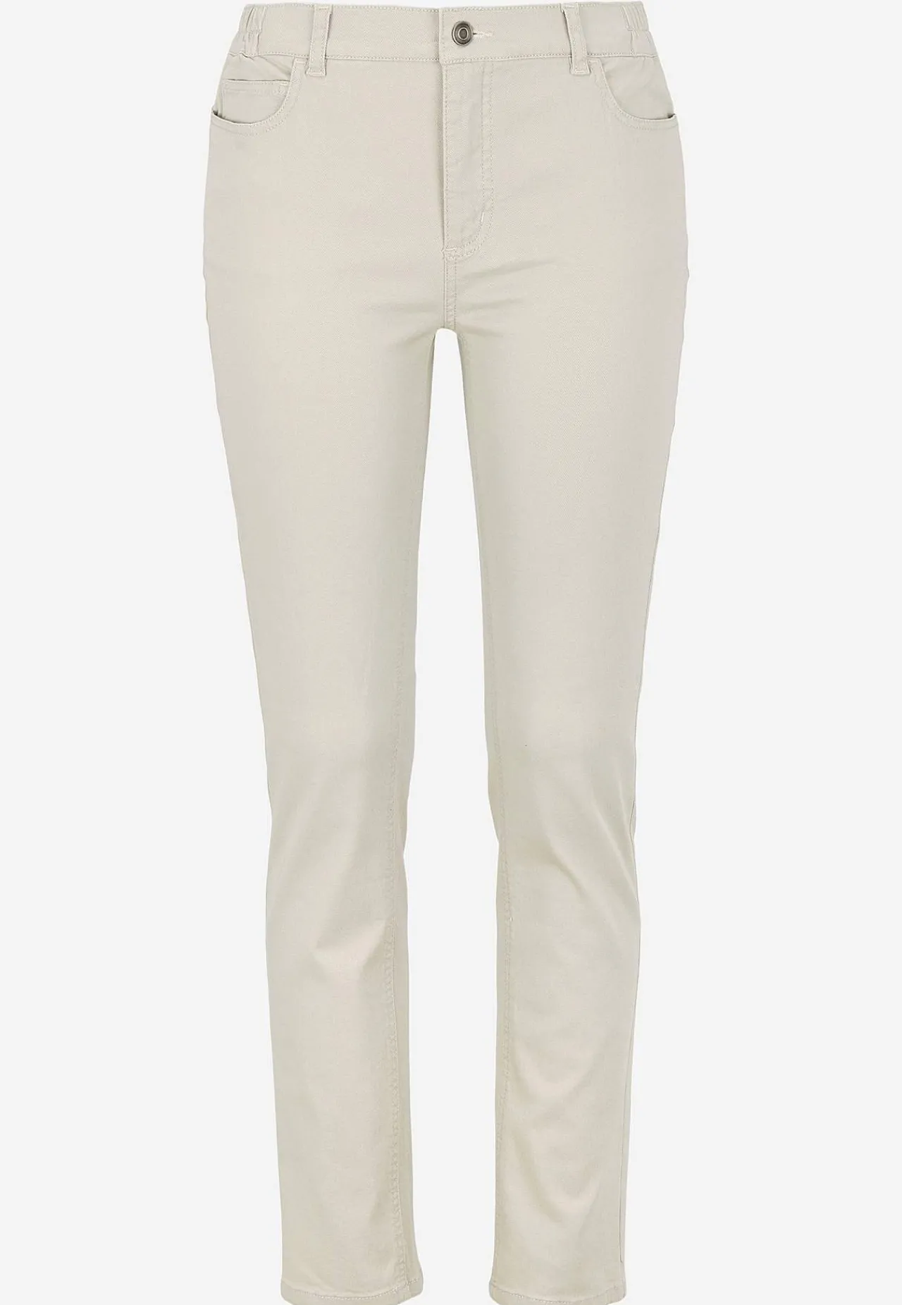Lige Bukser|Bukser Og Leggings- Jeans med elastisk talje Lys beige