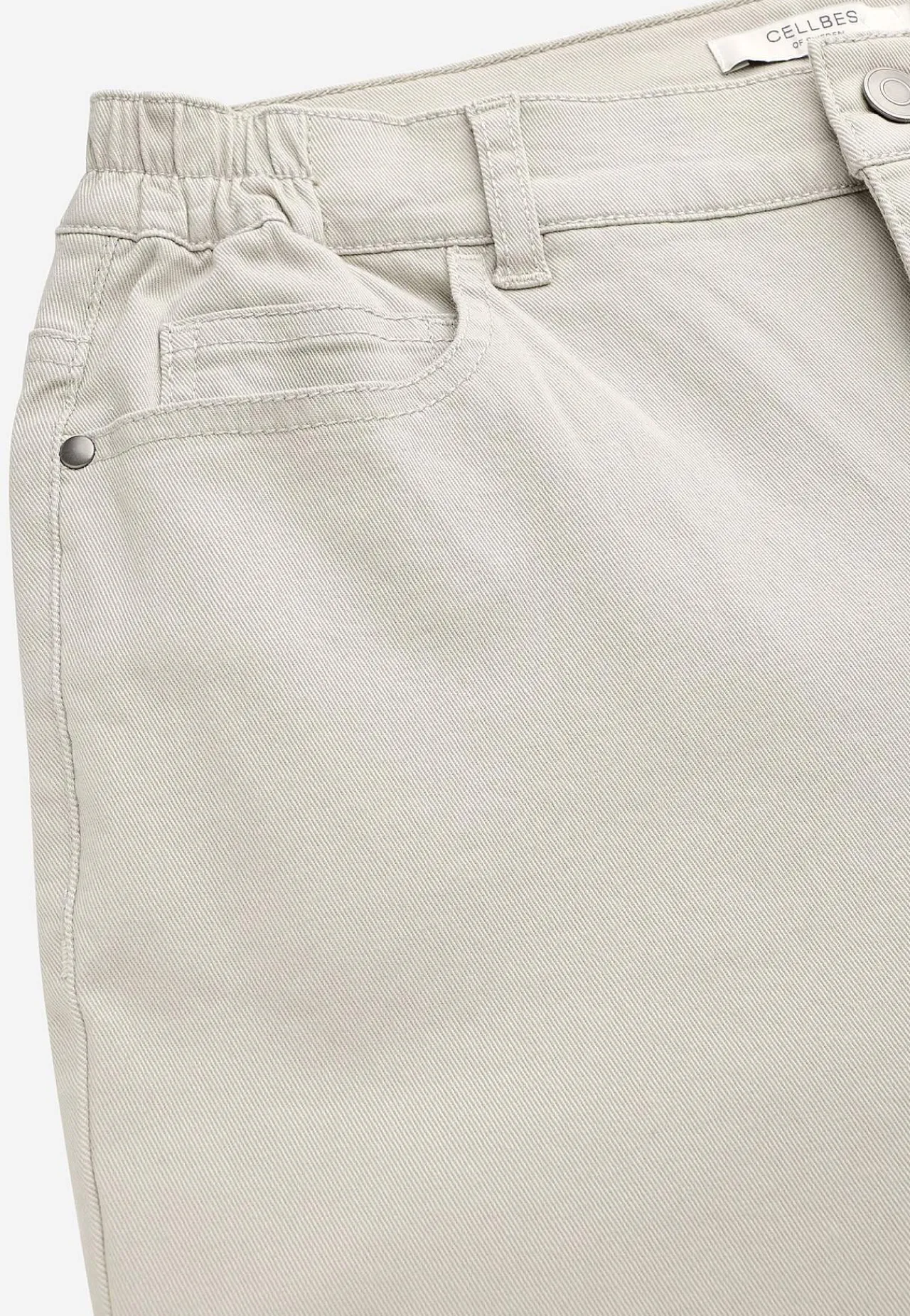 Lige Bukser|Bukser Og Leggings- Jeans med elastisk talje Lys beige
