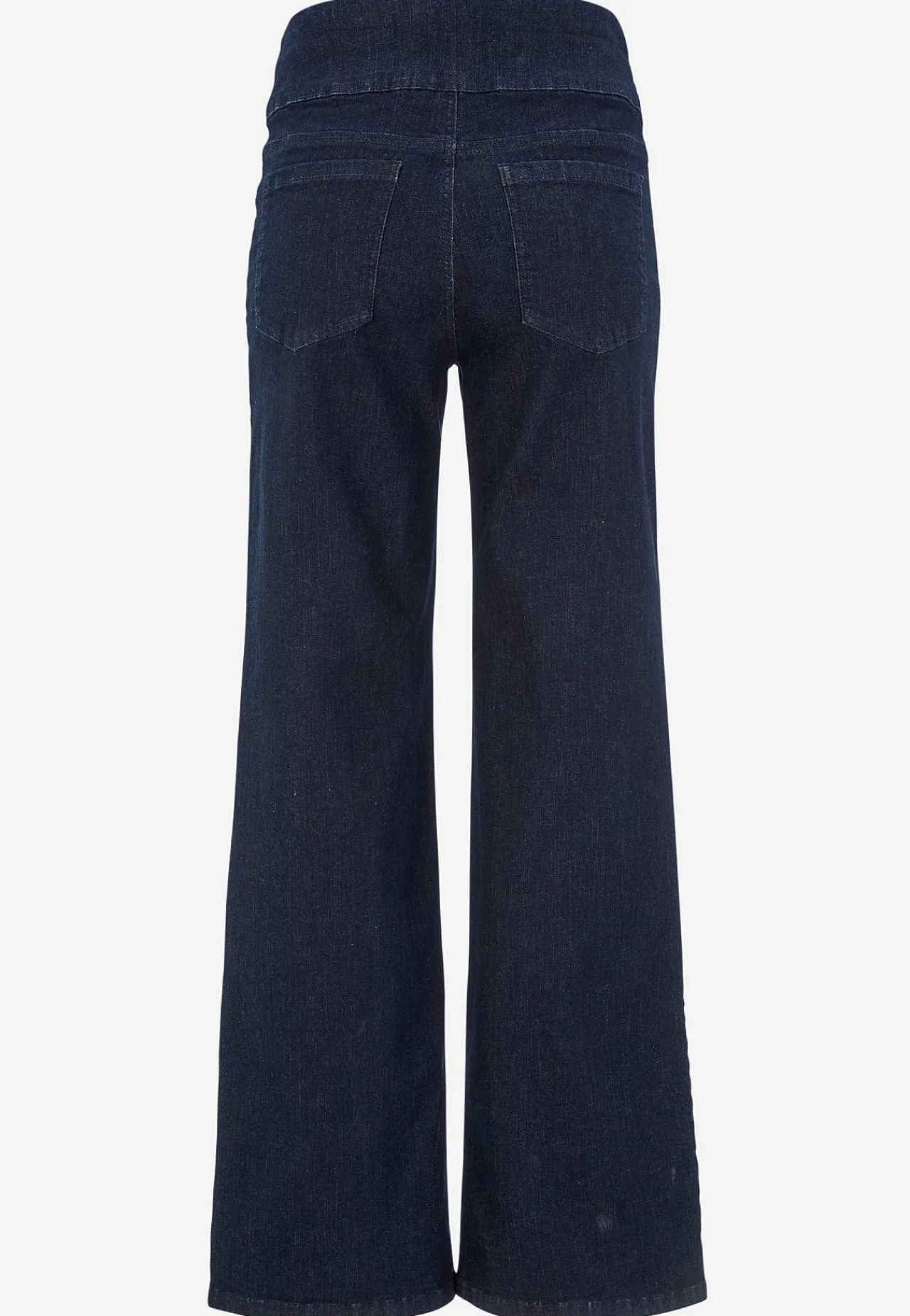 Vide Bukser|Lige Bukser- Jeans med høj elastisk talje Elisa Mørkeblå Denim