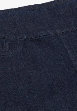 Vide Bukser|Lige Bukser- Jeans med høj elastisk talje Elisa Mørkeblå Denim