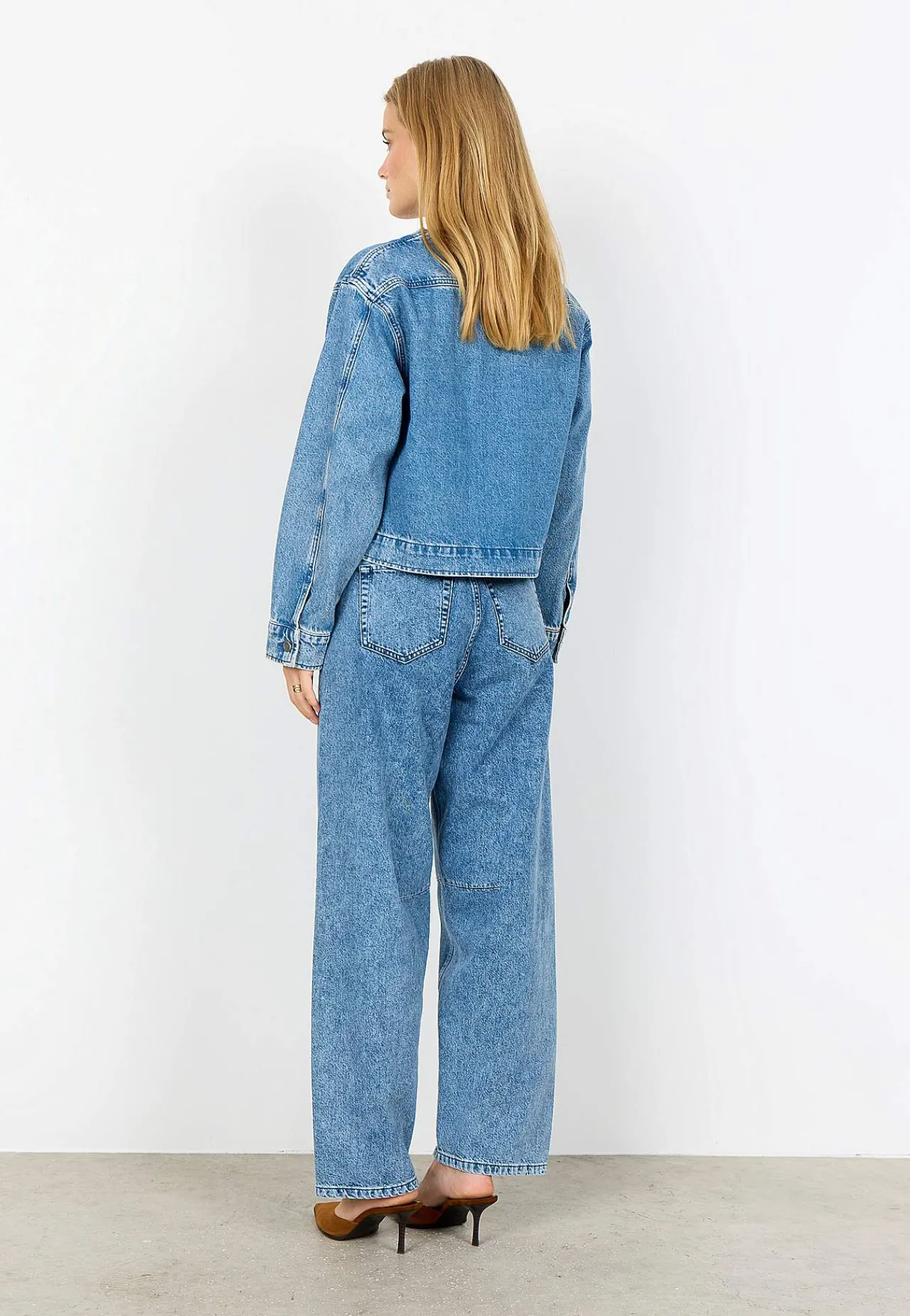 Forårsjakker|Denimjakker-Soyaconcept Jeansjakke med afrundet halsudskæring Blå denim