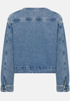 Forårsjakker|Denimjakker-Soyaconcept Jeansjakke med afrundet halsudskæring Blå denim