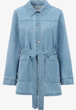 Forårsjakker|Denimjakker-Cellbes of Sweden Jeansjakke med bindebånd Lys denim