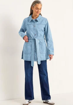 Forårsjakker|Denimjakker-Cellbes of Sweden Jeansjakke med bindebånd Lys denim