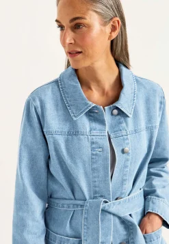 Forårsjakker|Denimjakker-Cellbes of Sweden Jeansjakke med bindebånd Lys denim