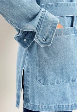 Forårsjakker|Denimjakker-Cellbes of Sweden Jeansjakke med bindebånd Lys denim
