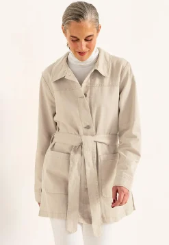 Forårsjakker|Denimjakker-Cellbes of Sweden Jeansjakke med bindebånd Beige