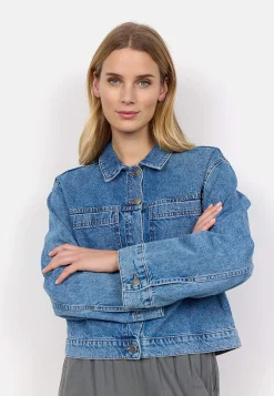 Forårsjakker|Denimjakker-Soyaconcept Jeansjakke med store forlommer Blå denim