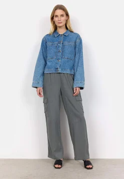 Forårsjakker|Denimjakker-Soyaconcept Jeansjakke med store forlommer Blå denim