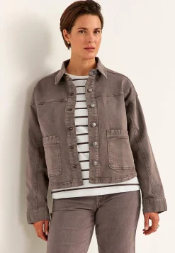 Jakker Og Blazere|Denimjakker- Jeansjakke med stræk Brun