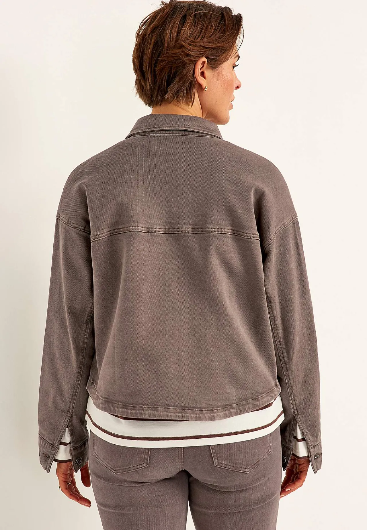 Jakker Og Blazere|Denimjakker- Jeansjakke med stræk Brun