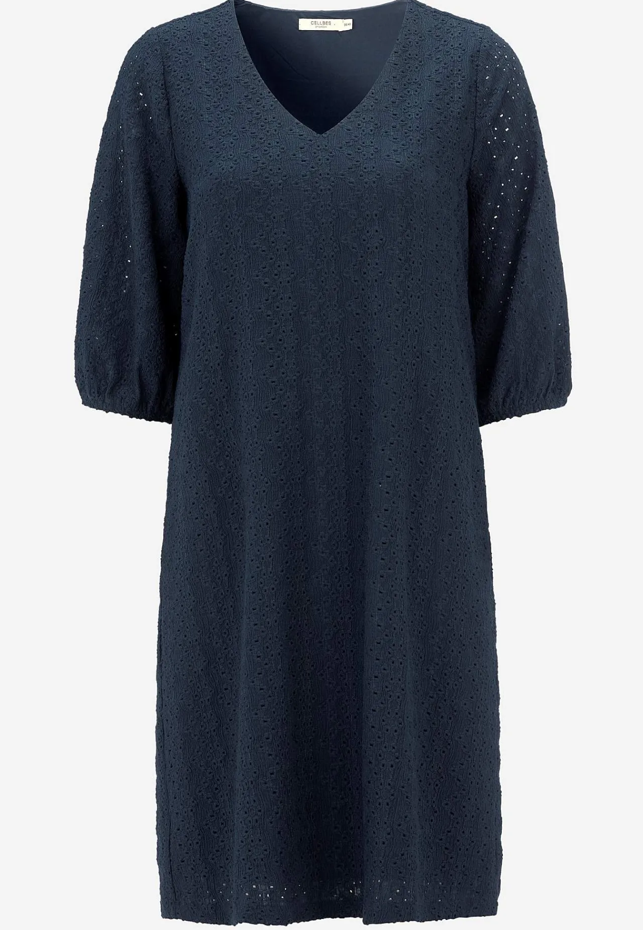 Festkjoler|Festkjoler-Cellbes of Sweden Jerseykjole med hulbroderi Marine