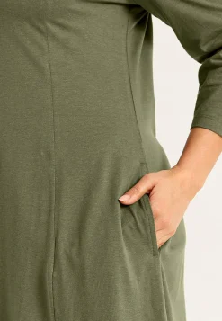 Korte Kjoler-Cellbes of Sweden Jerseykjole med lommer Kakigrøn