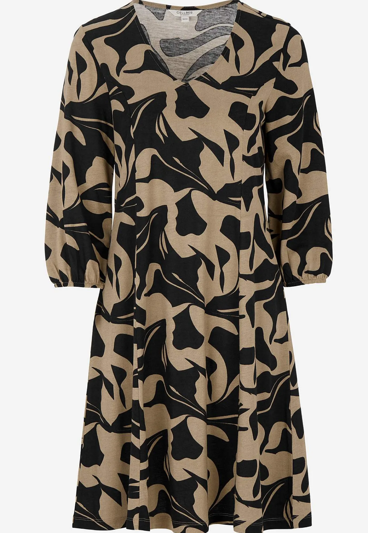 Korte Kjoler-Cellbes of Sweden Jerseykjole med prinsessesnit Beige / Sort / Mønstret