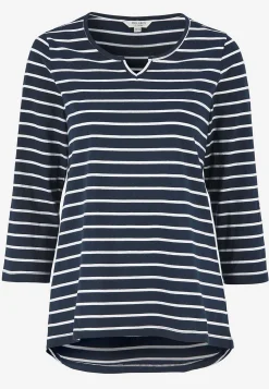 Mønstrede|Toppe-Cellbes of Sweden Jerseytop med 3/4 lange ærmer Marine / Hvid / Stribet