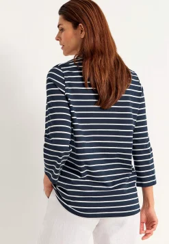 Mønstrede|Toppe-Cellbes of Sweden Jerseytop med 3/4 lange ærmer Marine / Hvid / Stribet