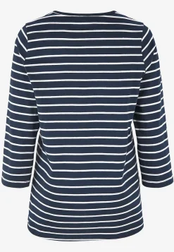 Mønstrede|Toppe-Cellbes of Sweden Jerseytop med 3/4 lange ærmer Marine / Hvid / Stribet