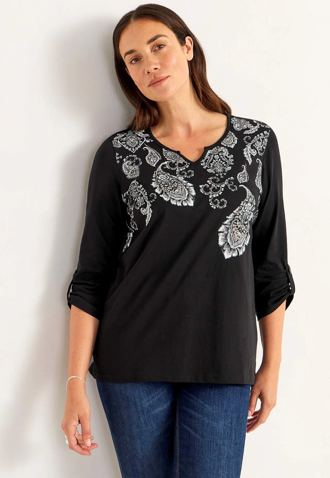 Mønstrede|Toppe-Cellbes of Sweden Jerseytop med 3/4 lange ærmer Sort / Paisley