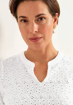 Toppe|Bluser- Jerseytop med broderet hulmønster | Cellbes