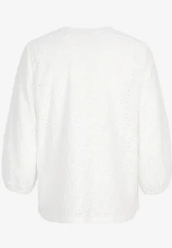 Toppe|Bluser- Jerseytop med broderet hulmønster | Cellbes