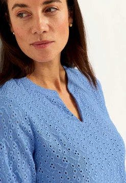 Toppe|Bluser-Cellbes of Sweden Jerseytop med broderet hulmønster | Cellbes
