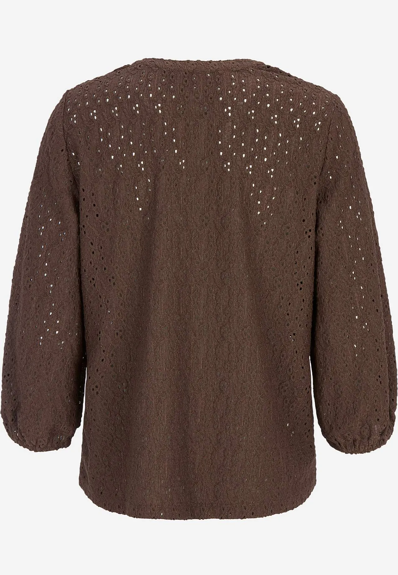 Toppe|Bluser-Cellbes of Sweden Jerseytop med broderet hulmønster Brun