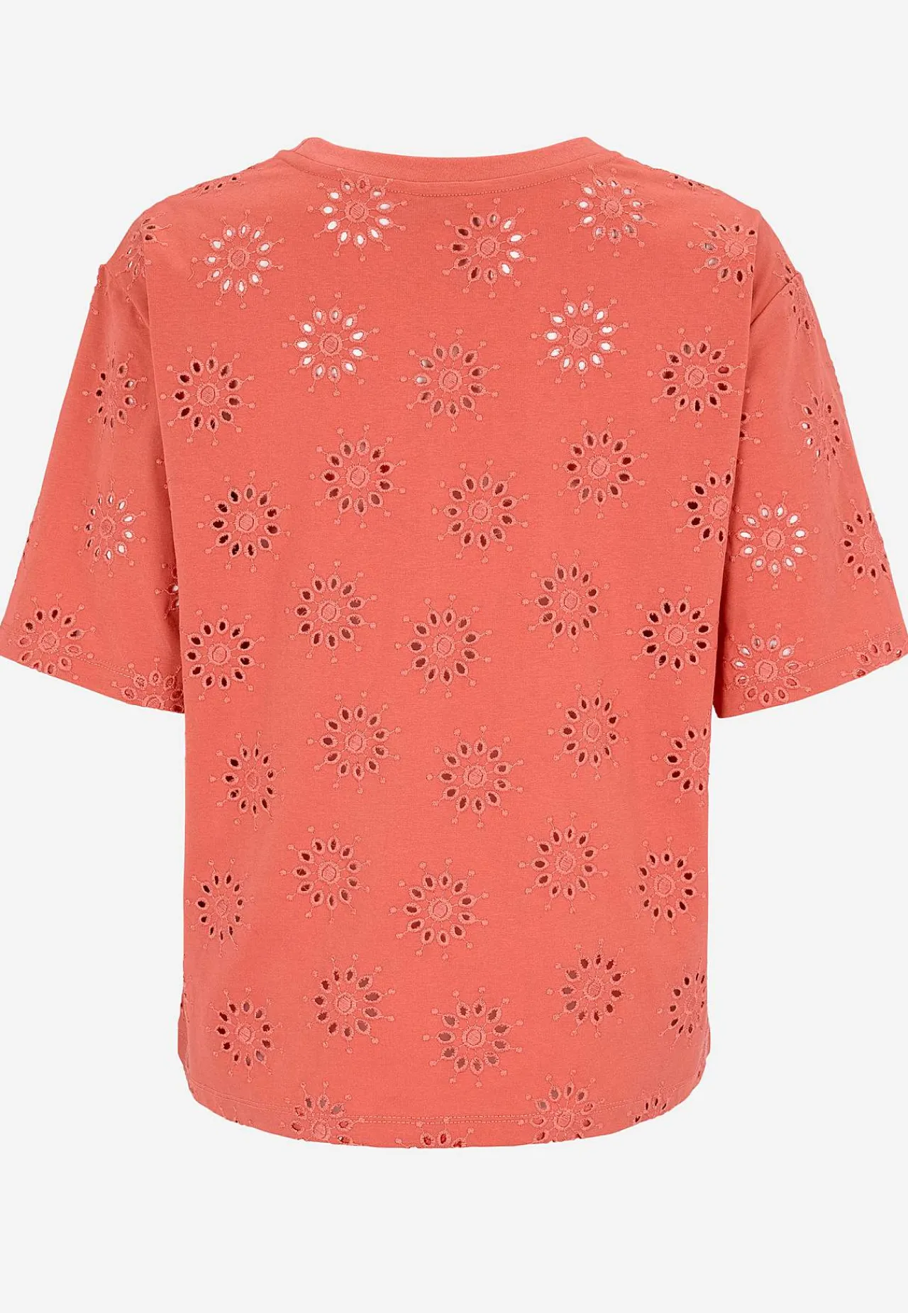 Toppe|T-Shirts-Cellbes of Sweden Jerseytop med broderet hulmønster Terrakotta