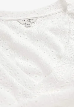 Toppe|T-Shirts- Jerseytop med hulbroderi Hvid