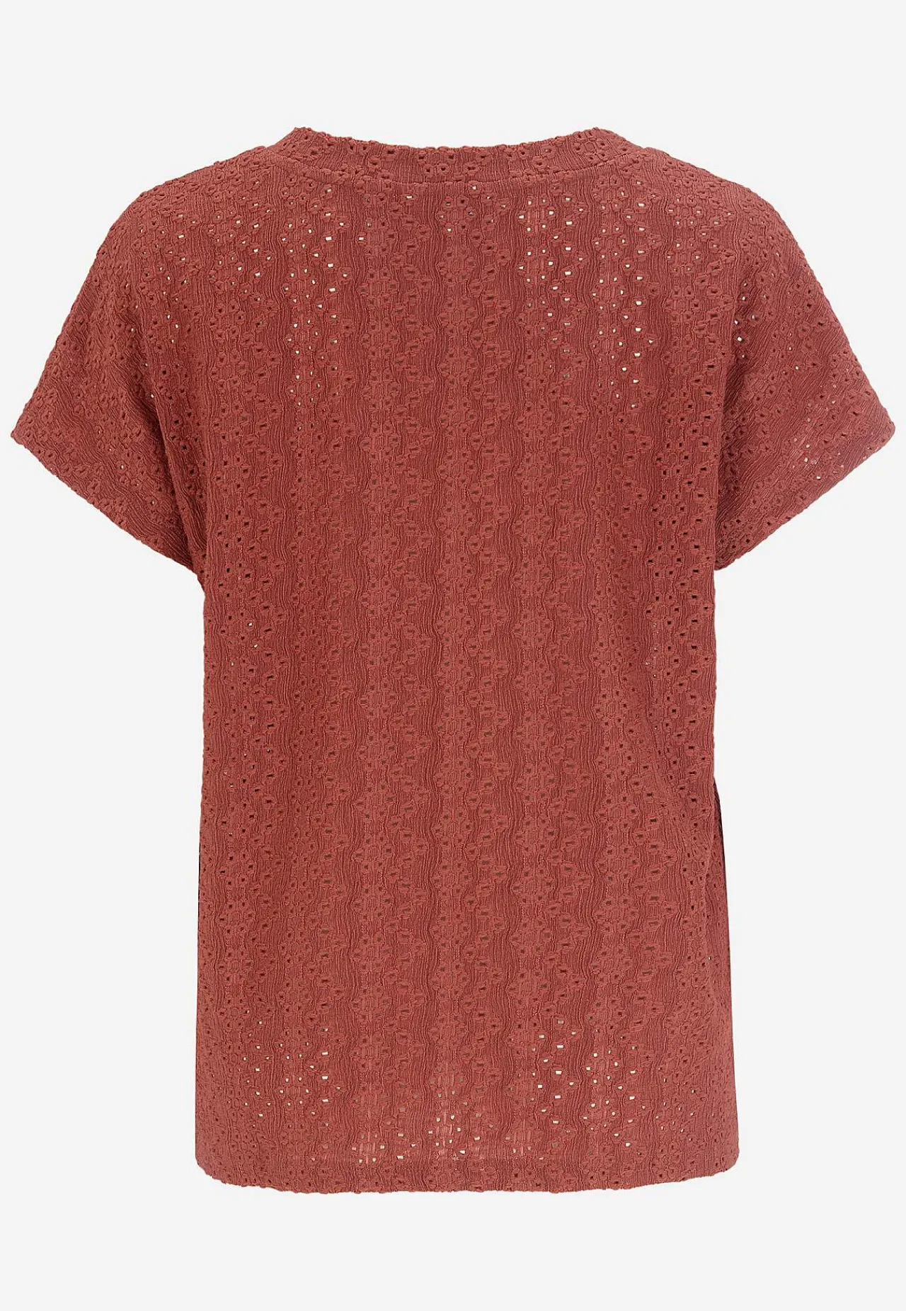 Toppe|T-Shirts-Cellbes of Sweden Jerseytop med hulbroderi Rust