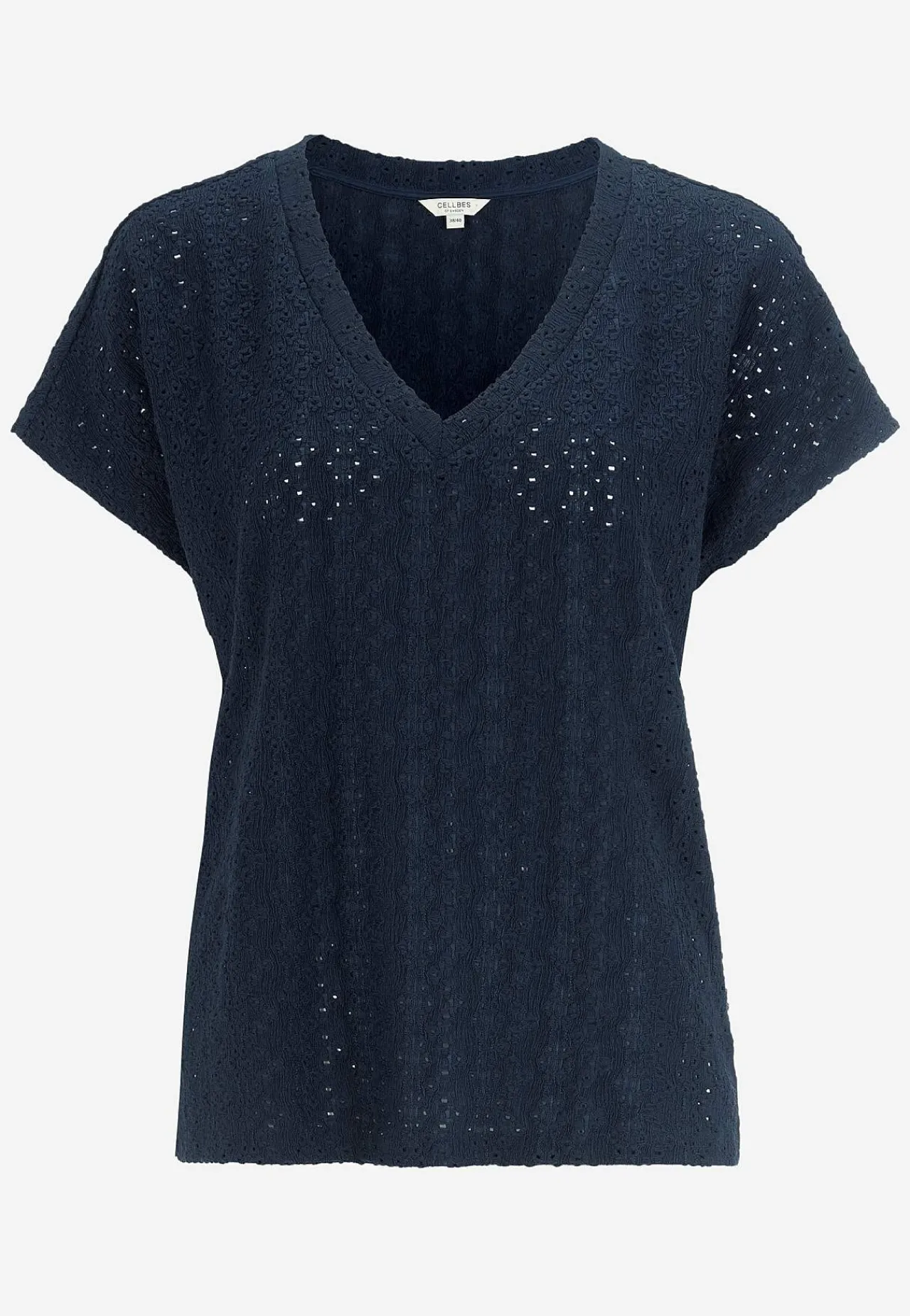 Toppe|T-Shirts-Cellbes of Sweden Jerseytop med hulbroderi Marine