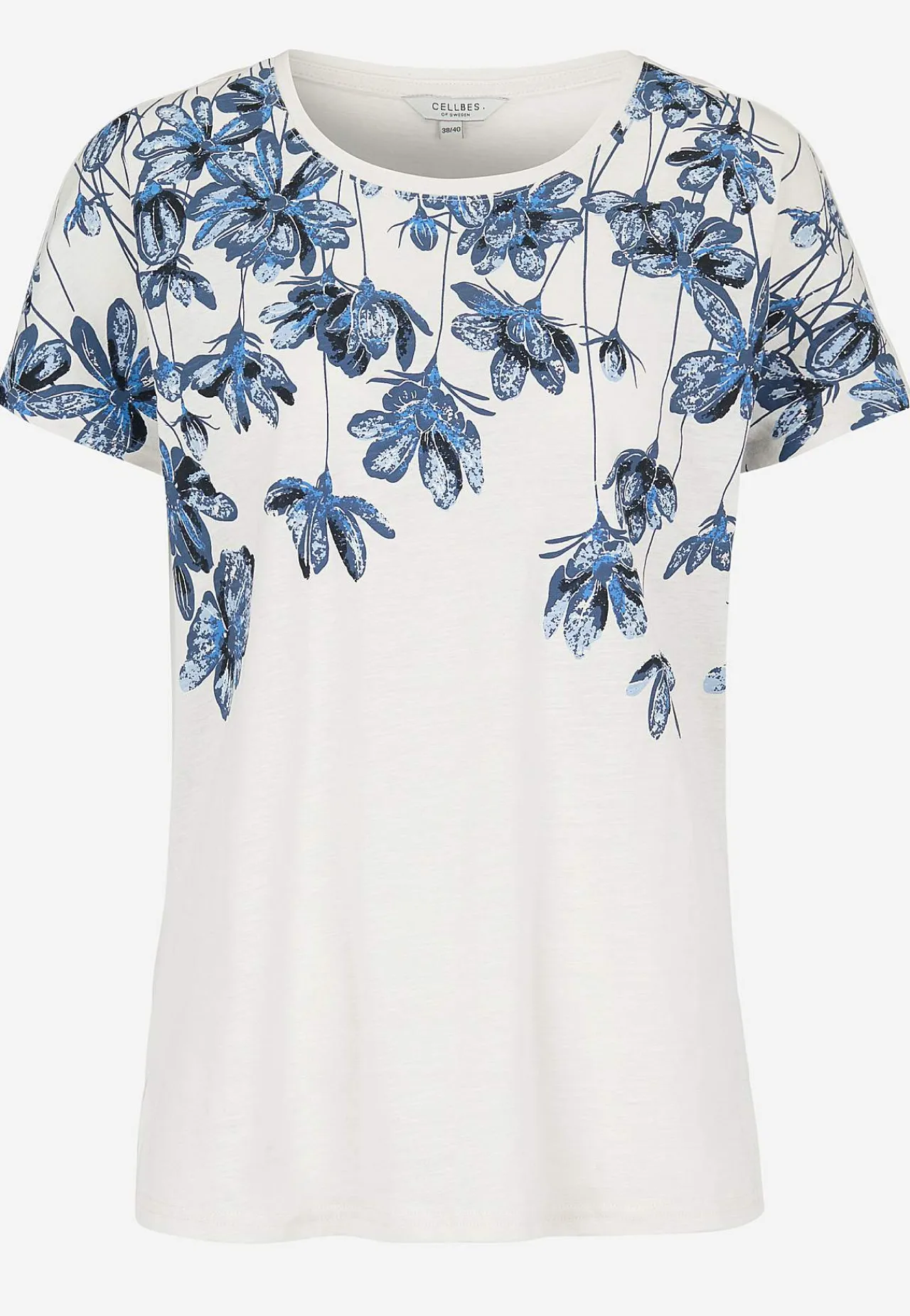 Toppe|T-Shirts-Cellbes of Sweden Jerseytop med korte ærmer Hvid / Blå / Blomstret