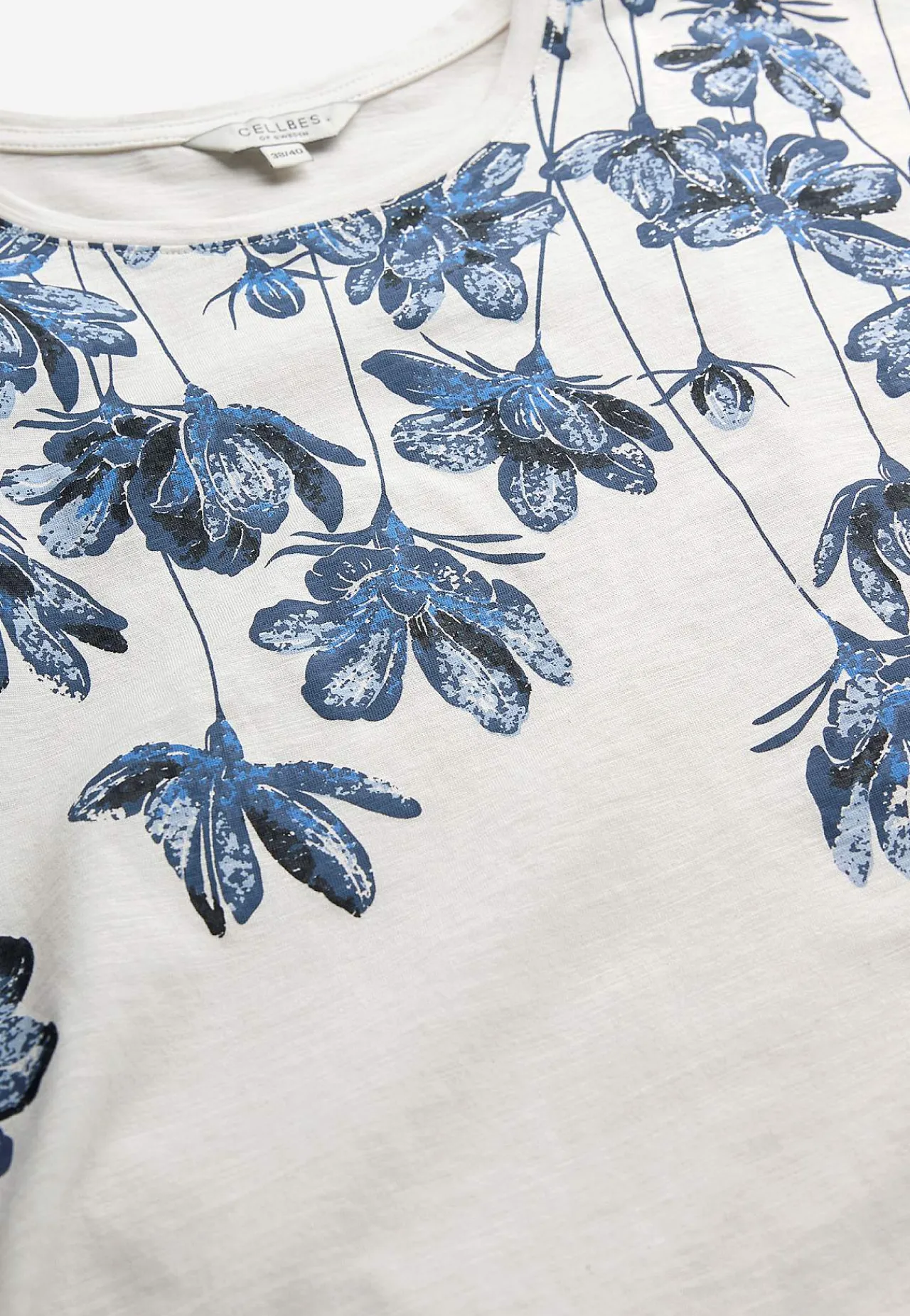 Toppe|T-Shirts-Cellbes of Sweden Jerseytop med korte ærmer Hvid / Blå / Blomstret