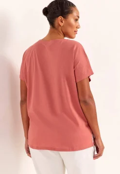 Toppe|T-Shirts-Cellbes of Sweden Jerseytop med korte ærmer Rust / Blomstret