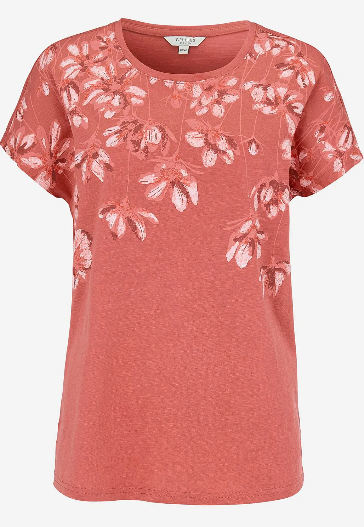 Toppe|T-Shirts-Cellbes of Sweden Jerseytop med korte ærmer Rust / Blomstret