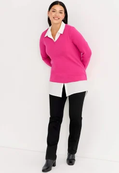 Toppe-Cellbes of Sweden Jerseytop med syet skjorte krave Cerise
