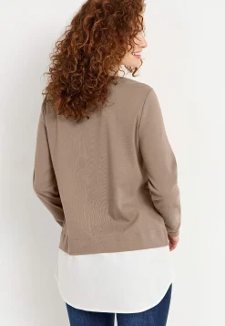 Toppe-Cellbes of Sweden Jerseytop med syet skjorte krave Beige