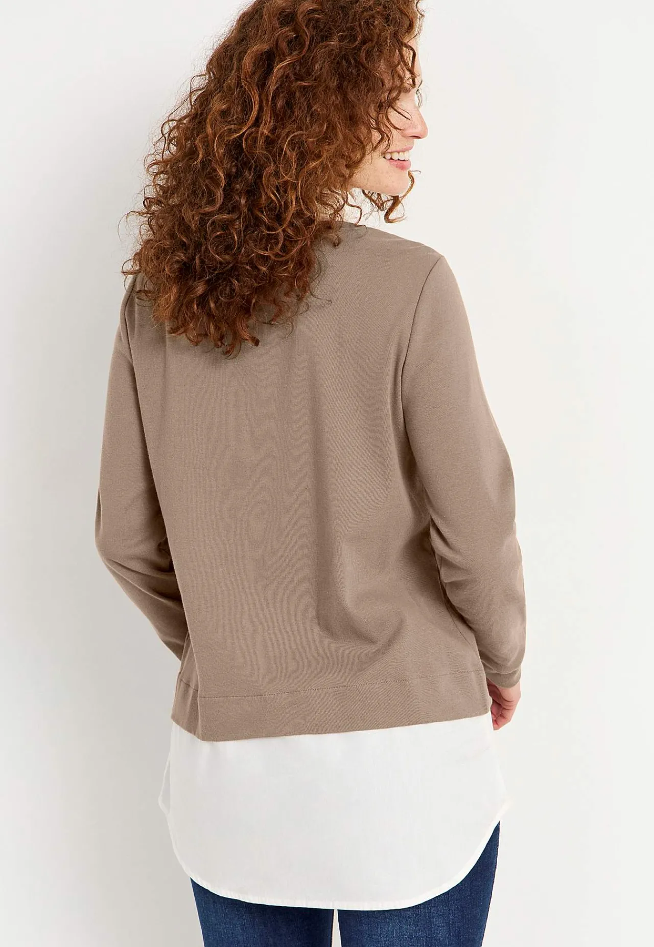 Toppe-Cellbes of Sweden Jerseytop med syet skjorte krave Beige