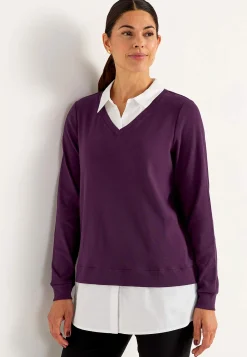 Toppe-Cellbes of Sweden Jerseytop med syet skjorte krave Blomme
