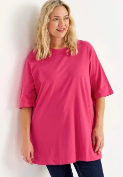Ærmeløs Og Kortærmet|Toppe- Jerseytunika i kraftig bomuldsjersey Cerise