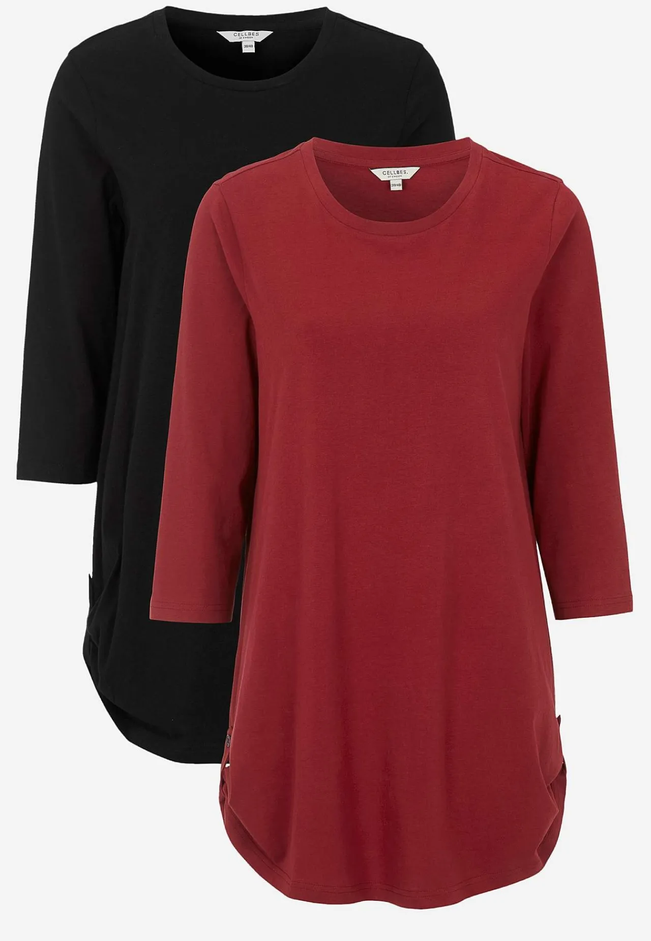 3/4 Ærmet|Toppe-Cellbes of Sweden Jerseytunika med 3/4 ærme Alexia 2-pack Vinrød + Sort