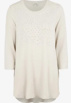 3/4 Ærmet|Festtunikaer-Cellbes of Sweden Jerseytunika med rhinstensdetaljer Lys beige