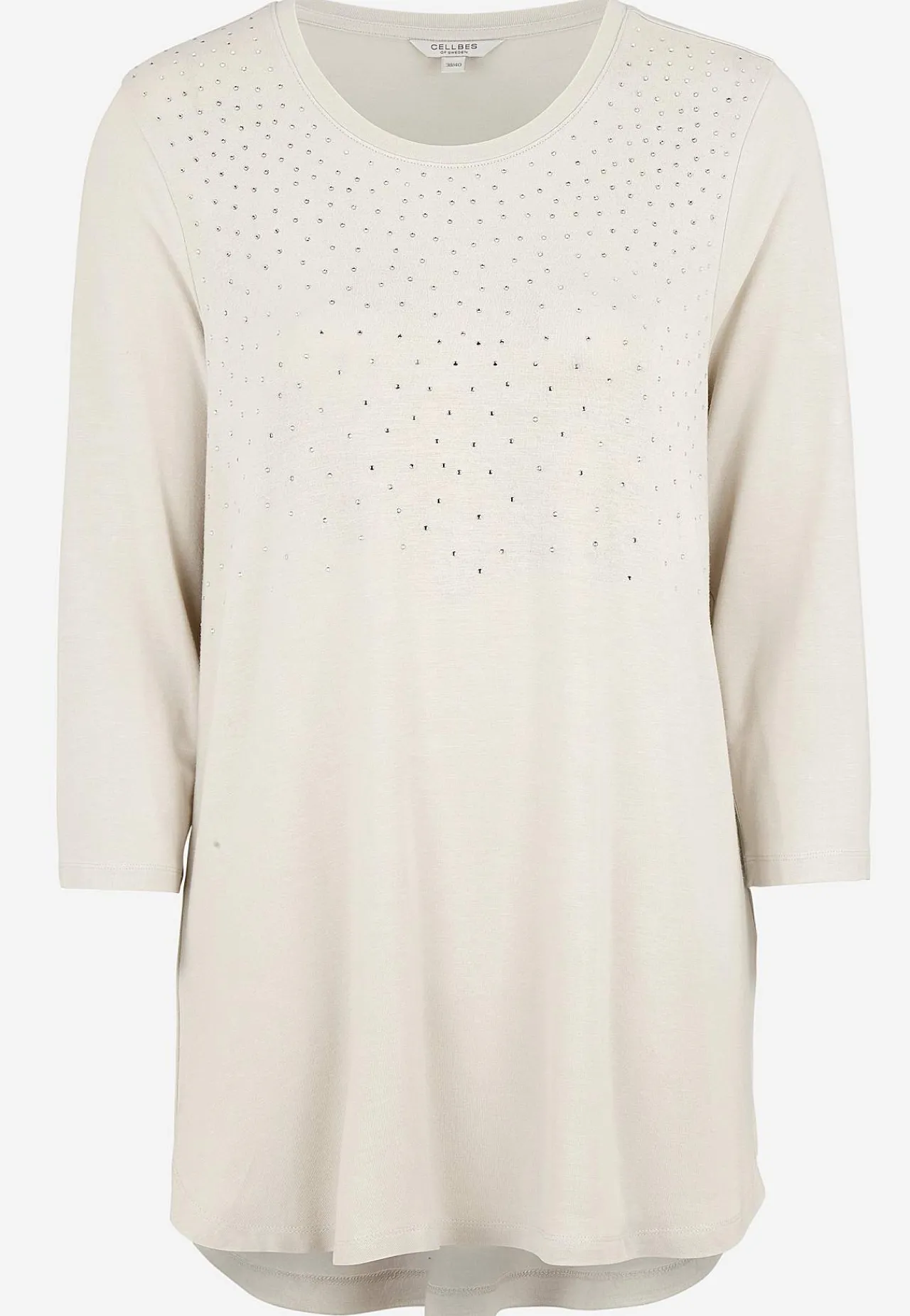 3/4 Ærmet|Festtunikaer-Cellbes of Sweden Jerseytunika med rhinstensdetaljer Lys beige