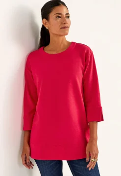 3/4 Ærmet- Jerseytunika med slidser Cerise