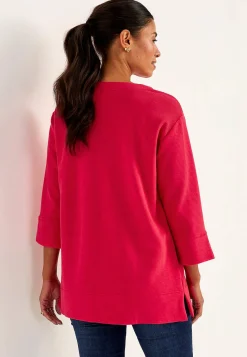 3/4 Ærmet- Jerseytunika med slidser Cerise