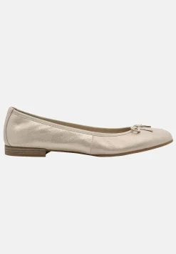Lædersko|Ballerinasko- Klassisk ballerinasko i læder Champagne